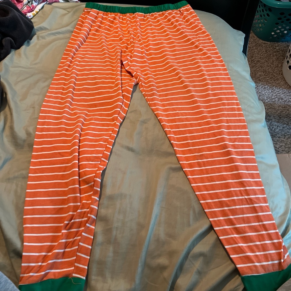 Orange and Green Striped Pajama Pants